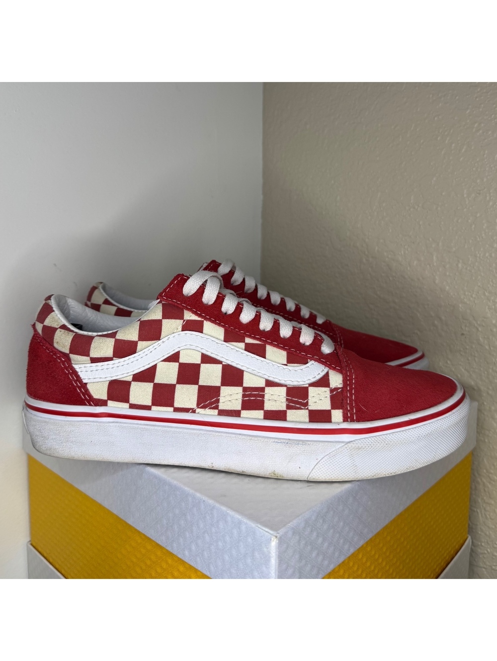 Vans Old Skool Red & White Checkerboard Sneakers